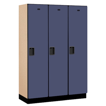 Salsbury Industries 1 Tier Designer Locker, 54"Wx76"Hx18"D, 3 Door, Blue 18-21368BLU